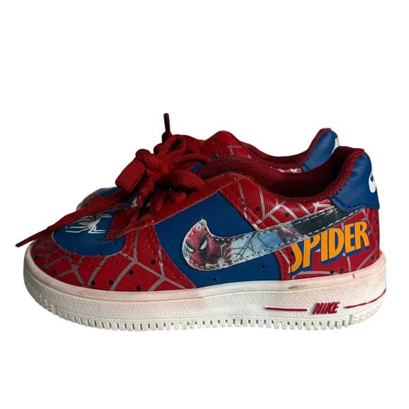 Custom Nike Air Force 1 AF1 Spiderman Sneaker GUC Toddler Size 10C - Picture 3 of 6